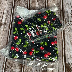 Lot of 6 HANDMADE 2 Hot Pads Potholder 4 Coasters Cherries Black Red NEW Sealed